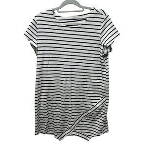 Maurices XXL Womens White & Black Striped Short Sleeve T-Shirt